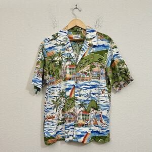 VINTAGE REYN SPOONER Hawaiian Shirt Lahaina Aloha Beach AOP Cotton